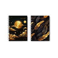 Записная книжка A6 120л. клетка "Золото солнца" с твердым переплетом, глянцевая ламинация, на гребне