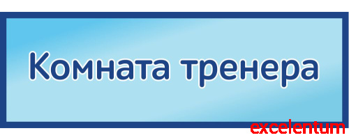 Табличка на дверь в голубом цвете КОМНАТА ТРЕНЕРА, 0,3*0,1м Табличка на дверь в голубом цвете КОМНАТА ТРЕНЕРА, 0,3*0,1м