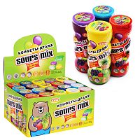 Конфеты-драже "Sours mix" со вкусом лимона, клубники и черники 12г 20шт