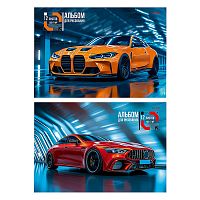 Альбом для рисования 12л. "Красивые автомобили - 5" скрепка, 2 диз. в сп, мелов. обл,офс