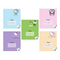 Тетрадь 18л. линейка "Hello Kitty" формат А5, на скрепке, с полями