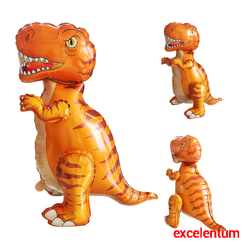 Шар 3D (28''/71 см) Фигура, Динозавр Тираннозавр, Оранжевый, 1 шт. в уп.