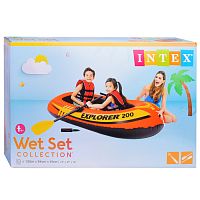 Лодка Explorer 200, 2 местная, 185 х 94 х 41 см, от 6 лет, до 95 кг, вёсла, насос, 58331NP INTEX