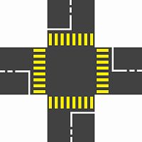 Комплект стендов для отработки ПДД ПЕРЕКРЕСТОК (Желтый переход), 2,1*2,1м