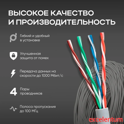 Кабель сетевой UTP 4 пары cat.5E solid 0.48мм Cu 305м фото 3 Кабель сетевой UTP 4 пары cat.5E solid 0.48мм Cu 305м фото 3