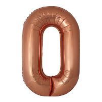 Шар (40''/102 см) Цифра, 0 Slim, Бронза, Металлик, 1 шт. в уп.
