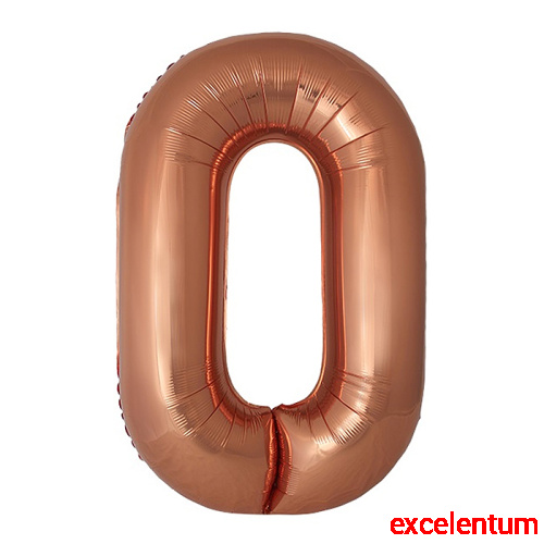 Шар (40''/102 см) Цифра, 0 Slim, Бронза, Металлик, 1 шт. в уп.