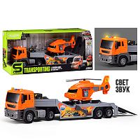 Машина "Тягач" с вертолетом, 1:16 (свет, звук) в коробке