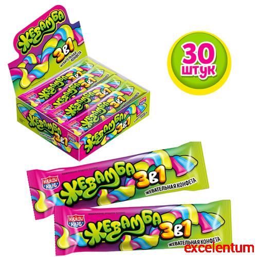 Жевательная конфета "Жевамба 3в1" 12г (30шт)