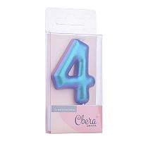 Свеча Цифра, 4, Фантом, Хамелеон, 4*6 + 2,5 см, 1 шт. с держателем