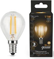 Лампа светодиодная Gauss Filament 11Вт цок.:E14 шар 220B св.свеч.бел.теп. (упак.:10шт) (105801111)