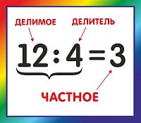 Стенд для школы радужный КОМПОНЕНТЫ ДЕЛЕНИЯ, 0,4*0,35м