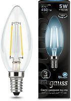 Лампа филам. Gauss Filament 5Вт цок.:E14 свеча 220B св.свеч.бел.нейт. (упак.:1шт) (103801205)