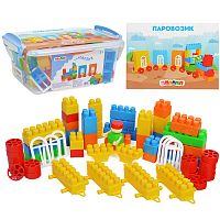 Игрушка-конструктор детский, набор "Паровозик", 69 деталей