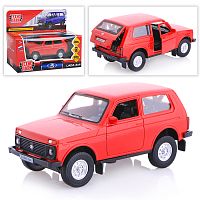 Машина металл LADA 4x4 12см, (открыв. двери, красный) инерц. в коробке