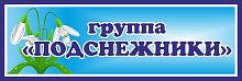 Табличка для детского сада с синей рамкой ГРУППА ПОДСНЕЖНИКИ, 0,3*0,1м