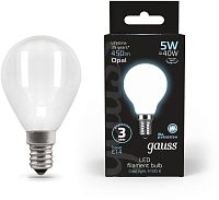 Лампа светодиодная Gauss Filament 5Вт цок.:E14 шар 220B св.свеч.бел.нейт. (упак.:1шт) (105201205)