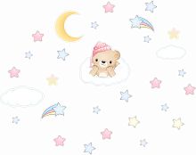 Интерьерная наклейка МИШКИ И ЗВЕЗДОЧКИ, 2,3*1,83м