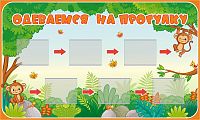 Обучающий стенд для детского сада ОДЕВАЕМСЯ НА ПРОГУЛКУ (Джунгли), 0,5*0,3м