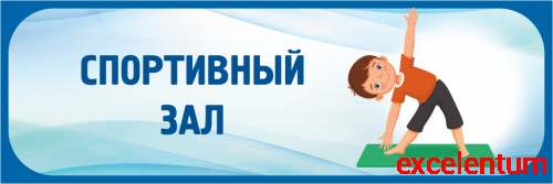 Табличка в голубой рамке СПОРТИВНЫЙ ЗАЛ, 0,3*0,1м