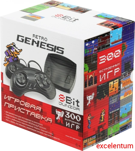 Игровая консоль Retro Genesis Junior черный в комплекте: 300 игр Игровая консоль Retro Genesis Junior черный в комплекте: 300 игр