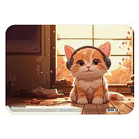 Настольное покрытие для творчества Лоу-фай коты 33х23 см пластик оранж. с принтом
