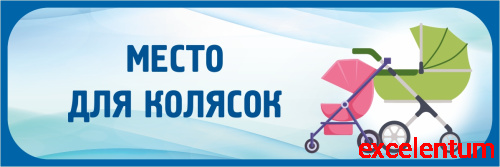 Табличка в голубой рамке МЕСТО ДЛЯ КОЛЯСОК, 0,3*0,1м