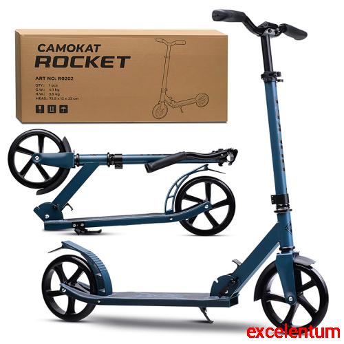 Самокат ROCKET, колеса PU 200 мм, ABEC 7, темно-синий