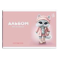 Альбом для рисования 12 л, "Кошечка в пальто" 100 г/м².