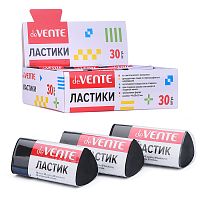 Ластик "Black" синтетический (ECO-PVC), трёхгранный черный, 44x20x20 мм, dust-free, в индивидуальной упаковке с штрих кодом, в картонном дисплее