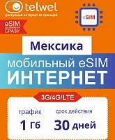 Карта eSIM Telwel Travel пакет Мексика 1Гб 30 дней