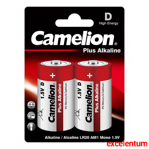 Батарейки алкалиновые Camelion Plus Alkaline LR20-BP2 LR20 BL2
