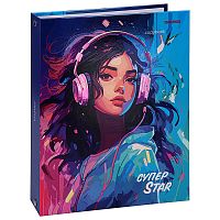 Тетрадь 120л. клетка "Девушка с наушниками"