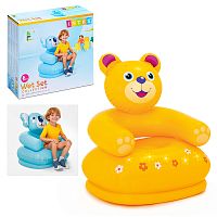 Кресло надувное «Весёлые звери», от 3-8 лет, до 60 кг, цвета МИКС, 68556NP INTEX