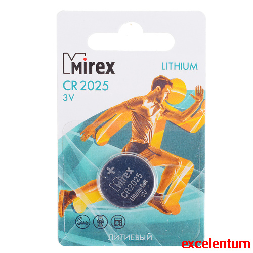 Батарея литиевая Mirex CR2025 3V 1 шт. ecopack Батарея литиевая Mirex CR2025 3V 1 шт. ecopack