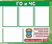 Стенд ГО и ЧС (Зеленое оформление), 0,8*0,67м