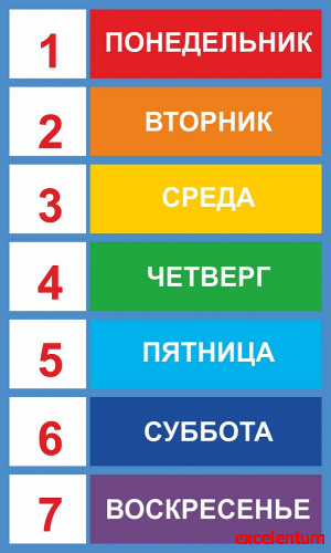 Обучающий стенд ДНИ НЕДЕЛИ, 0,3*0,5м Обучающий стенд ДНИ НЕДЕЛИ, 0,3*0,5м