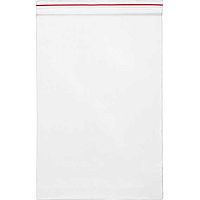 Пакет упаковочный с замком Zip Lock 100x150 мм, ПНД, 35 мкм, прозрачный, с красной полосой на zip-застежке, 100 шт в упаковке