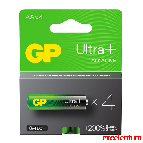 Батарейки алкалиновые GP Ultra Plus GP15AUPA21-2CRSB4 G-TECH LR6 BL4 Батарейки алкалиновые GP Ultra Plus GP15AUPA21-2CRSB4 G-TECH LR6 BL4