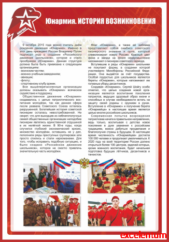 Стенд для школы ЮНАРМИЯ. ИСТОРИЯ ВОЗНИКНОВЕНИЯ, 0,7*1м фото 3