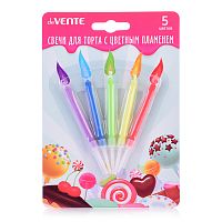 Набор свечей для торта "Color flame" 5 свечек с цветным огнём, размер свечки 5,5x0,5 см, с держателями, в картонном блистере