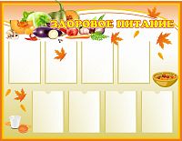Стенд для школы ЗДОРОВОЕ ПИТАНИЕ (Фрукты и овощи), 1,3*1м