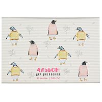 Альбом для рисования 40л. клей, А4, Пингвины Sev