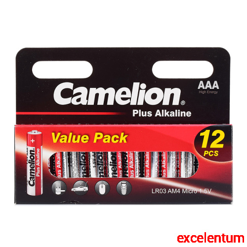 Батарейки алкалиновые Camelion Plus Alkaline LR03-HP12 LR03 BL12