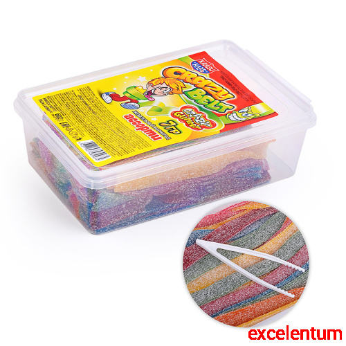 Жевательный мармелад в кислой обсыпке "Crazy gummy. Crazy belt" ассорти 7гр*86шт Жевательный мармелад в кислой обсыпке "Crazy gummy. Crazy belt" ассорти 7гр*86шт