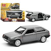 Машина металл LADA-2108 "Спутник" 12 см, (двери, багаж, серый) в коробке