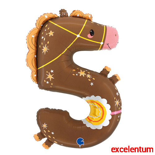 Шар (35''/89 см) Цифра, 5 Лошадка, 1 шт. в уп.