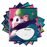 Тетрадь 18л. линейка "Panda Hugs"