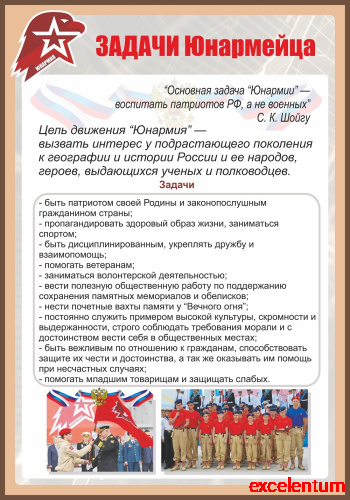 Стенд для школы ЗАДАЧИ ЮНАРМЕЙЦА, 0,7*1м фото 2