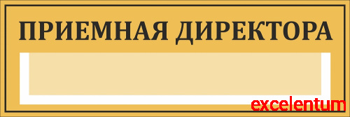 Табличка на дверь в золотом цвете ПРИЕМНАЯ ДИРЕКТОРА, 0,3*0,1м